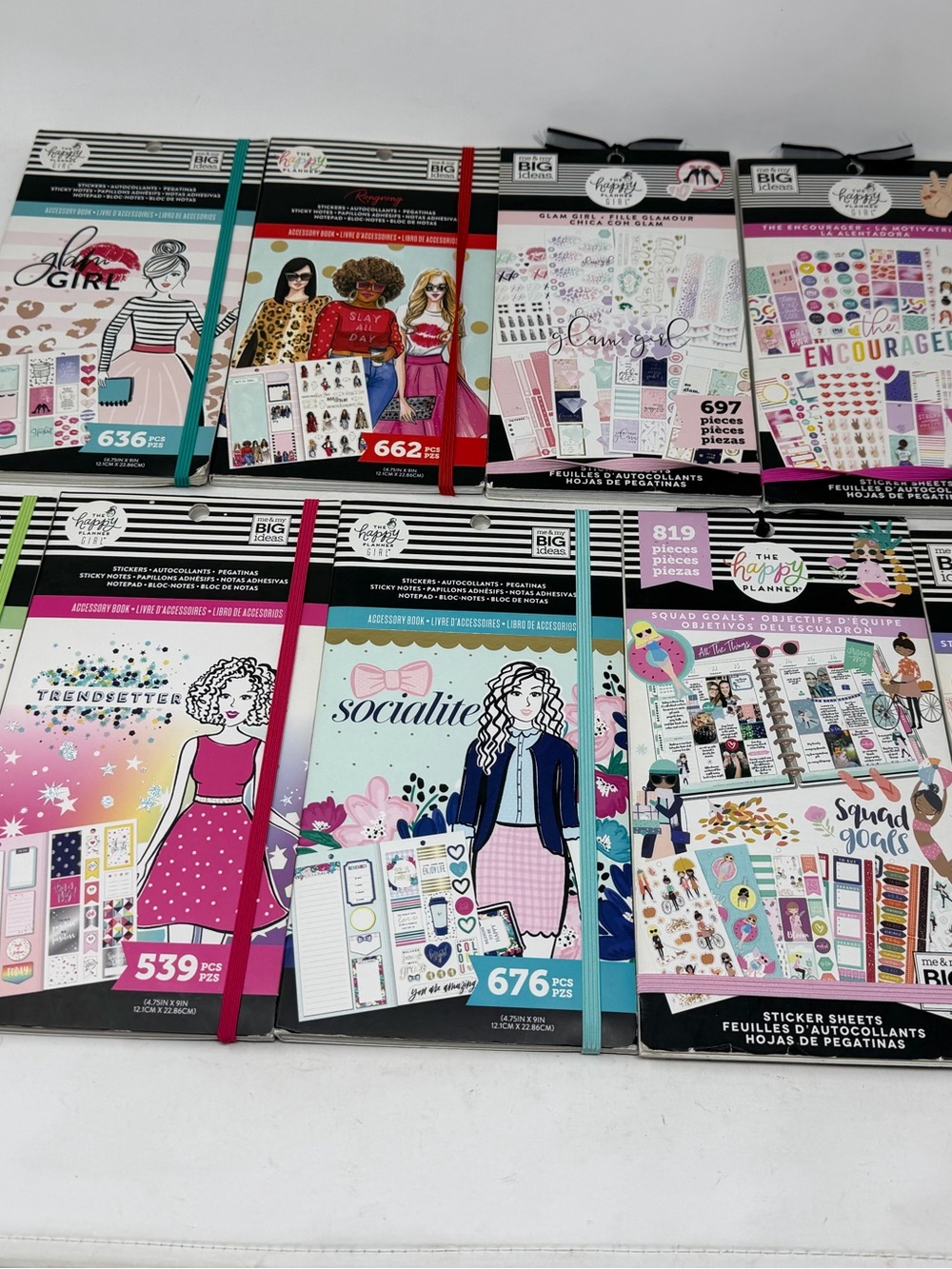 Lot of 9 Partially Used Happy Planner Sticker Books Glam Girls